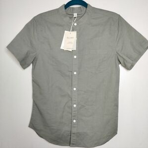 Flaxhue (Sz M) Men's Light Gray Premium Flax Casual Button Down SS Shirt NEW-NWT